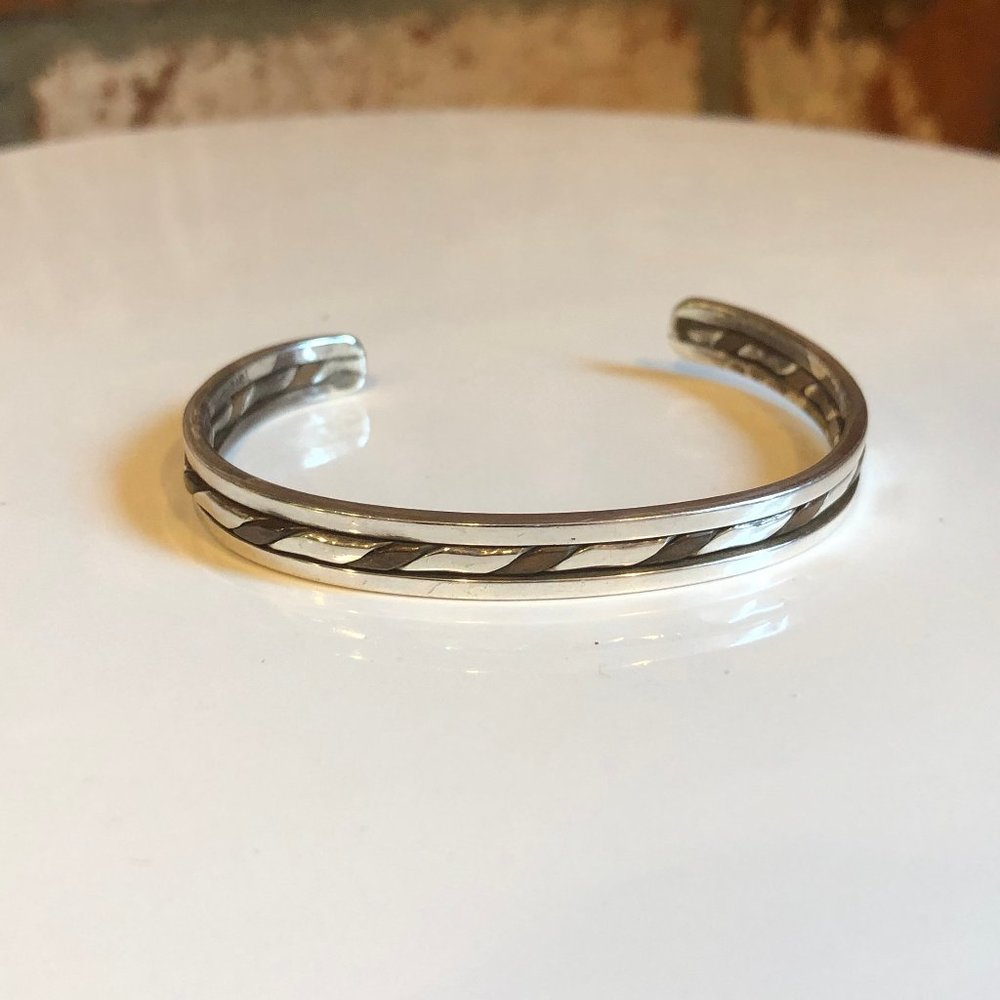 Sterling Silver.925 Braided Design Adjustable Cuff